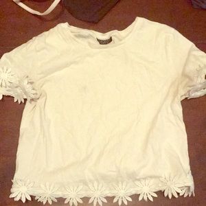 Topshop white flower crop top